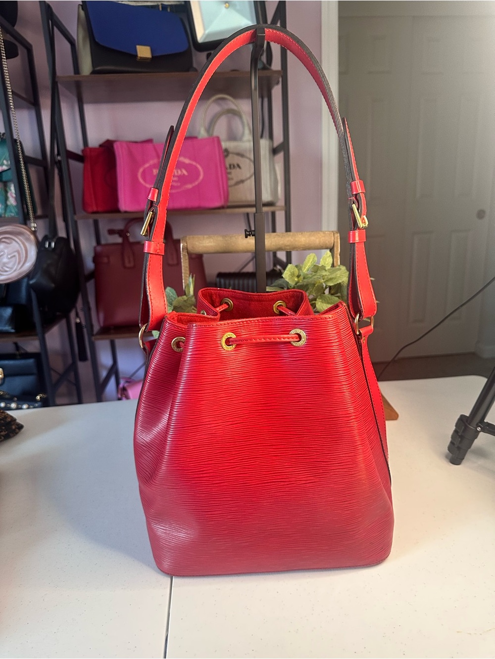 Louis Vuitton Red Epi Leather Drawstring Hobo Bag - Picture 8 of 11